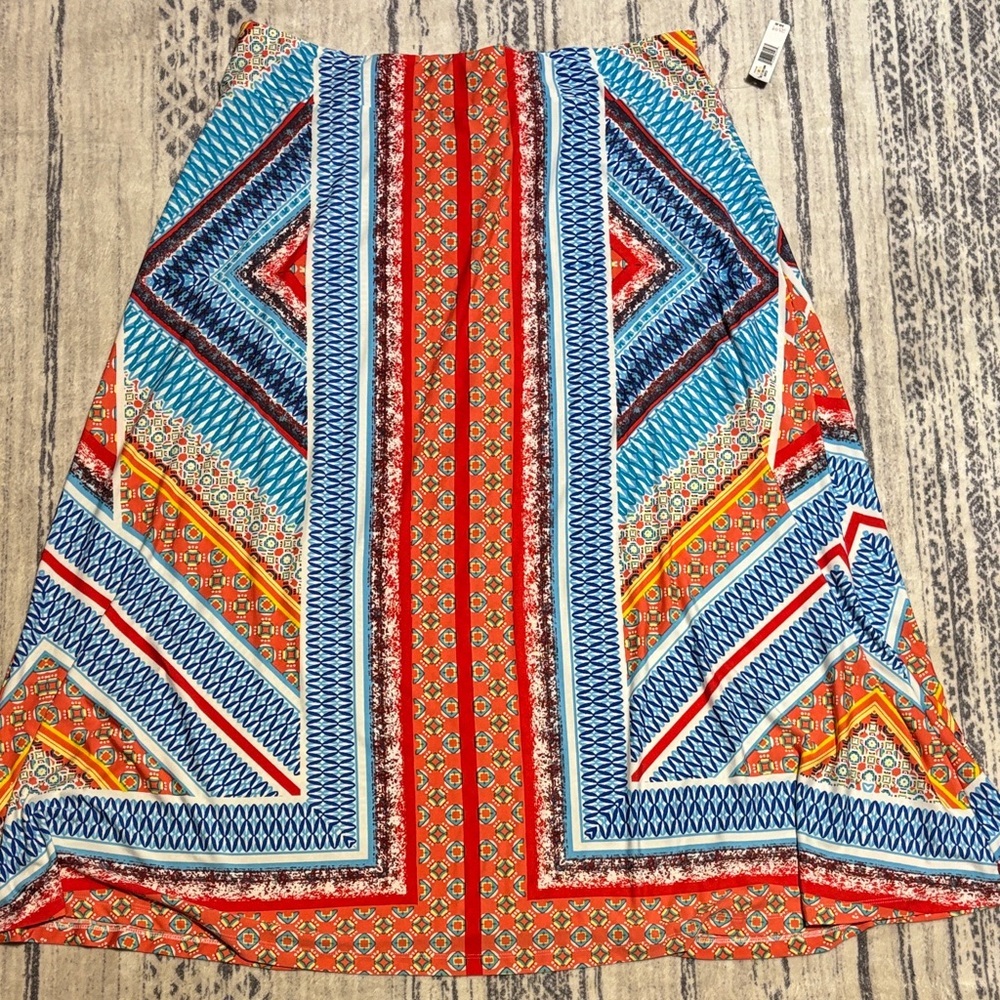 New Direction Colorful Geometric Patterned Skirt Size 2X